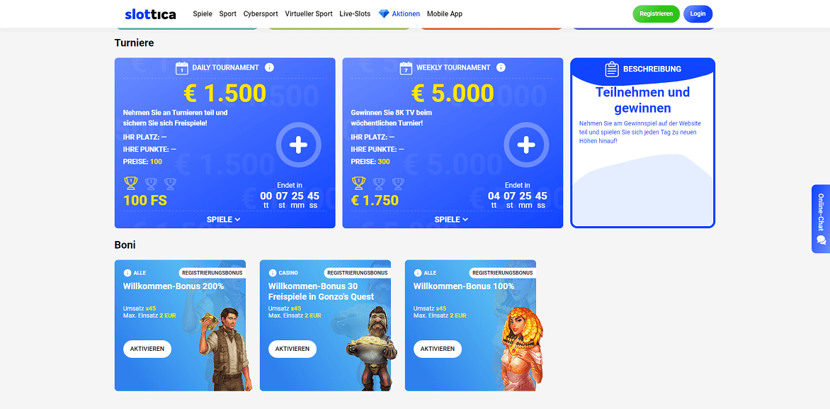 Slottica Casino Willkommensbonus